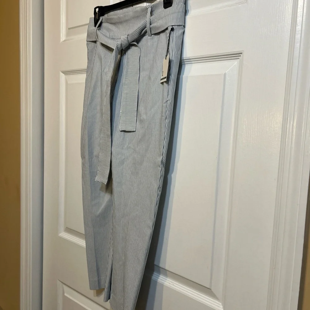 NWT Jules & Leopold Blue White Striped Belted Pull-On Capri Length Pants Size XS - Picture 3 of 10